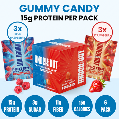 Knockout Bites - Gummy Candy (6-Pack) - Blue Razz & Strawberry